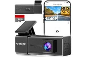 VEEMENT Dash Cam Front WiFi 2.5K 1440P Car Camera, Mini Dash Camera for Cars, Dashcams with App, Night Vision, 24H Parking Mode, G-Sensor, Loop Recording, 32G Card, Support 256GB Max