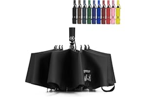 LANBRELLA NOVECASA Ombrello Inverso Pieghevole Apri e Chiudi Automatico con Pulsante Resistente al Vento per Viaggiare e più Comodo per Entrare in Auto (Nero)
