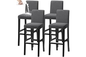 KELUINA Stretch Abnehmbare Waschbare Abdeckungen für Kurze Drehstühle und Barhocker (Grau, 4er-Set)