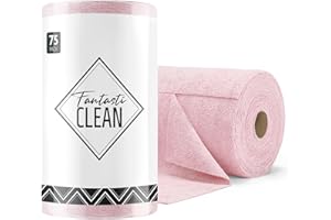 Fantasticlean Rollo de Paño de Microfibra - 75 Unidades, Paños de Limpieza Rasgables, Trapos Reutilizables y Sin Pelusas, para el Coche, la Cocina y el Hogar 30 x 30 cm - Rosa