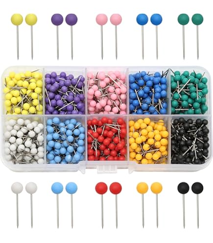 160 Puntine Colorate Per Bacheche - Decorazioni In Metallo Per Mappe, Foto E Sughero - 2 Stili Casual - Foto 6