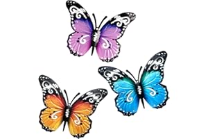 AANDYOU 3PCS Butterfly Garden Wall Art Fence Decorations Outdoor Ornaments Metal Butterfly Ornaments for Garden Fence Yard Home Room Decoration Indoor Outdoor (StyleB)