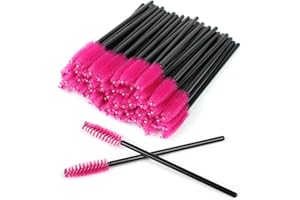 SWKJ 60 PCS Disposable Eyelash Brushes, Spoolies Eyebrow, Mascara Wands Applicator Lash Brushes Castor Oil Brush Cosmetic Makeup Tools (Rose Red)