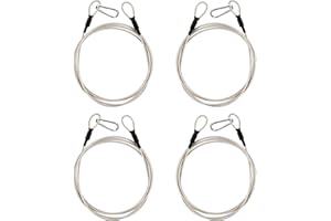 HOSSOM Drahtseil 4 Stück Stahlseil Sicherheitskabelschloss Edelstahlseil mit Ösen 3mm/2m Edelstahl Stahlseil für Gartenmöbel, Terrassenmöbel, Fahrrad, Gardinenseil, Wäscheleine, String Light Suspension