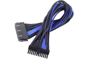 SILVERSTONE TECHNOLOGY SilverStone SST-PP07-MBBA - Cable Extensor enfundado 30cm Placa Base 24pines a 24pines, Negro Azul