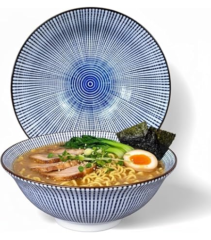 2 Stuks - Luxe - Kom - Bowl - Hana Blauw - 17 cm | H8,7 cm - Kommen set - Japanse servies - 100% porselein - Saladeschaal - Kommen - Pokebowl kom - Soepkom - Noodle bowl - Ramen bowl set