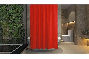PROBYTES Shower Curtain - Made of PEVA, Water Repellent, Mildew Resistant, 180x180cm, 71x71inch, Rail Hooks,Feather Light, Ultra-Thin, Wet Rooms, Shower, Bath, Plain, Vibrant Colours (Red)