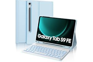 IVEOPPE Tastiera per Samsung Galaxy Tab S9 FE/S10 FE 10.9/S9 11, Cover Tastiera Italiana Bluetooth Retroilluminata Rimovibile per Samsung Galaxy S9 FE 10.9 2023/S10 FE 10.9 2025/S9 11 2023, Cielo blu
