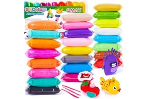 ‎QMAY QMAY Modelliermasse Lufttrocknend, 24 Farben Lufttrocknender Ton Magischer Knete, Modelliermasse für Kinder, Geschenk für Jungen und Mädchen im Alter von 3-12 Jahren