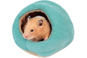 CutitiUU 15 x 13 x 10 CM Cama para hámster de Invierno,Cama de Conejillo de Indias,escondite de Conejillos de Indias,pequeñas Mascotas Zapatillas de Invierno Nido de algodón (Azul)