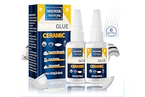 Meuvcol 100g Keramikkleber Extra Stark Wasserfest, Sekundenkleber Für Porzellan Und Keramik Reparaturen, Transparent & Geruchlos Keramik Kleber Reparaturset Für Ton,Vasen,Kaffeetassen,Waschbecken