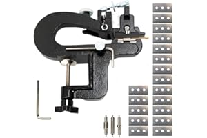 Huanyu Machine à éplucher pour Cuir Fendeuse à Cuir Manuelle Edge à Parer Machine Max 35mm Craft Cuir Répartiteur Skiver Éplucheur avec 18 lames Er809bp