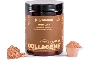 Jolly mama! Mama Load | Poudre à Boire, Collagène Marin au Cacao | Enrichi en Vitamine C | Peau & Cartilage | Sans Gluten | Compatible Grossesse & Allaitement | Fabriqué en France | Pot 112g