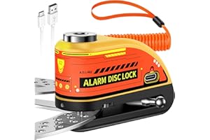 ZEXMTE Motorbike Disc Lock with Alarm, Rechargeable 120dB Anti-Theft Alarm with 5.9 FT Reminder Cable, Heavy-duty Motorcycles Locks Waterproof Disc Lock for Motorcycle, Bike, Scooter, E-Bike