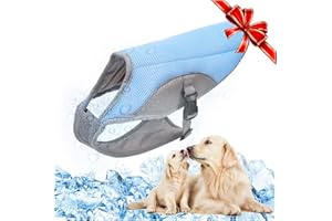 TVMALL Dog Cooling Vest Breathable Mesh Dog Jacket Summer Cool and Comfortable Dog Coat Adjustable With Reflective Strip Pet Clothes Suitable for Large Medium and Small Dogs (Blue,L)