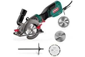 HYCHIKA BETTER TOOLS FOR BETTER LIFE HYCHIKA Sega Circolare 750W, Mini Sega Circolare 3500RPM, Profondità Di Taglio Massima 48 mm (90°) e 32mm (45°), Motore in Filo Di Rame Puro, per Tagliare Piastrelle, Metallo e Legno