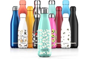 Proworks Botellas de Agua Deportiva de Acero Inoxidable | Cantimplora Termo con Doble Aislamiento para 12 Horas de Bebida Caliente y 24 Horas de Bebida Fría - 500ml - Verde - Sueños de Margarita