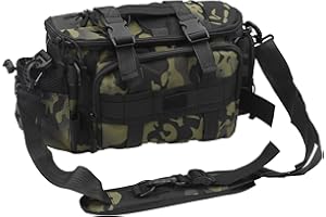 Auptiz Angeltasche, Angelausrüstungstasche, Oxford-Gewebe Umhängetasche Fishing Angeltasche, Outdoor Karpfentasche Hüfttasche Angelausrüstung mit Gepolsterter Schultergurt Hüftgurt und Tragegriffe