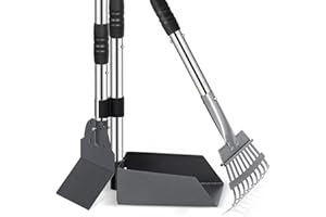 Bamda Dog Pooper Scooper, 106cm Pooper Scooper with Adjustable Long Handle, Durable Metal Rake Tray Spade for Large Medium Small Dogs, Poop Scooper for Lawns, Grass, Dirt, Gravel - 3Pack