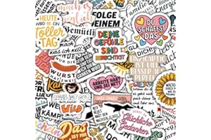 VZAY 75 Stück Aufkleber mit deutschen Sprüchen – lustige & motivierende Vinyl Sticker, wasserdicht, für Laptop, Handy, Flasche & Tagebuch – coole Deko für Jugendliche & Erwachsene (Style C-75 Stück)