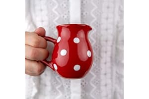 City to Cottage | Pot à lait Saucière | rouge à pois blancs en céramique fait et peint à la main