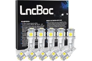 LncBoc Ampoule w5w LED T10 LED de Voiture Lampe Haut illuminum W5W 5050 LED Ampoule 194 168 Feux de positionnement latéraux plaque d'immatriculation DC 12V 6500K