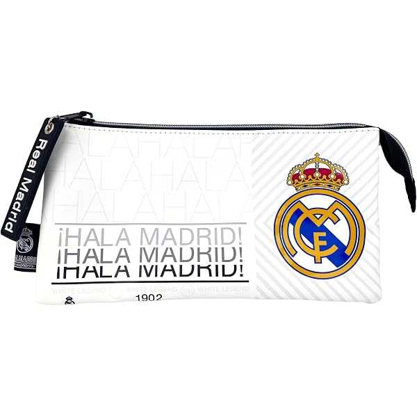 Estuche Escolar Doble De Real Madrid - Equipación Oficial 22/23 - Para Niños, Resistente Y Fácil De Lavar