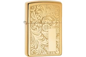 Zippo Stormtändare – Venetian, högblank mässing, glansig, påfyllningsbar, återanvändbar, vindskyddad, presentförpackning, til