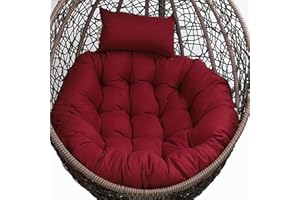 CFMZ Coussin Rond pour Fauteuil Rotin, éPais Coussin pour Fauteuil Suspendu Exterieur Jardin, Lavable Coussin de Chaise Suspendue, AntidéRapant Coussin pour Hamac Chaise SuspenduWine Red Yadlan