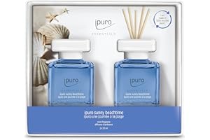 ‎IPURO ipuro - Essentials Raumduft SUNNY BEACHTIME 2x50ml | Raumerfrischer mit Grapefruit, Zitrone & weißem Moschus Duft Aroma | Diffuser mit Stäbchen | Lufterfrischer für die Wohnung