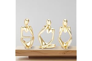 ‎HAPPILAX Happilax Skulptur Deko - Denkerstatue - Set von 3 - Wohnzimmer Deko Modern Skulptur Figuren - Abstrakte Kunst - Vielseitige Deko Wohnzimmer - Glatt und leicht zu reinigen - 7,5x13x6 cm - Gold