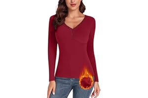 WOWENY Camiseta Interior térmica para Mujer, sin Mangas, de Encaje, sin Mangas, de Invierno, Cuello de Pico, Camiseta de Forro Polar