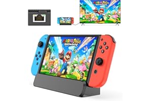 GKEAPZA Switch TV Dock, Docking Station for Nintendo Switch/Switch OLED, 6-in-1 Switch Dock Portable Charging Stand with HDMI, Ethernet Port, Type-C Port and 3 USB Ports