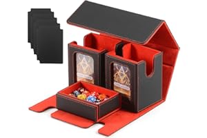 CHEPULA MTG Deck Box z wyświetlaczem Commander, Premium Magic Deckbox z przegródką na kostkę, magnetyczne pudełko na karty kolekcjonerskie 3 w 1, na 200 koszulek na karty, 4 przegródki na karty + 2