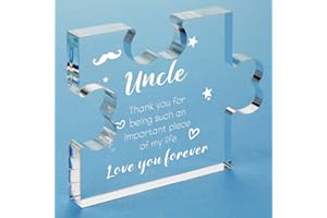 Funnli Gifts for Uncle, Engraved Acrylic Block Puzzle Uncle Gifts from Niece/Nephew, 3.35 x 2.76 Inch Table Decoration, Best Uncle Gifts for Birthday Thanksgiving Father's Day Anniversary Christmas