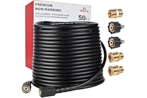 YAMATIC Pressure Washer Hose 15M/50FT with M22 & 3/8" Quick Connect, Kink Resistant 1/4" Extension Replacement High Power Washer Hose for Ryobi, Troy Bilt, Greenworks, Honda, 3200 PSI/220 Bar
