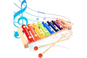 Xylophone for Kids, Xerteam Natural Wooden Xylophone, 8 Tone Toddler Glockenspiel for Kids with 2 PCS Wooden Mallets, Puzzle Musical Toy Octave
