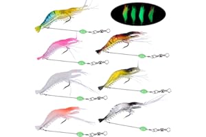 Cozlly 7 Pezzi Gambero Bionico Luminoso,Pesca Esca Artificiale Silicone,Esche da Pesca Luminose,Artificiale del gambero l'esca,Esche Morbide Bioniche,Colore Misto artificiale del gambero l'esca