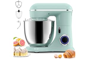 ‎DXYIITOO Küchenmaschine,Knetmaschine Profi Küchenmaschine,Küchenmaschine zum backen mit 6.5QT Edelstahl-Rührschüsseln und 3 Rührwerkzeuge(Rührhaken,Knethaken,Schlagbesen)10 Geschwindigkeit 660W (Agave Green)