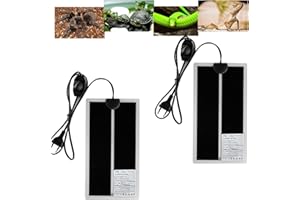 FIPASEN Terrarium Heizmatte, 2 Stück Reptil Heizmatten mit Temperaturregelung für Reptilien Schildkröten Schlangen Eidechse Gecko Einsiedlerkrebs Amphibien - Abnehmbares Heizkissen (7W, 28x15CM)