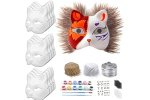 KEKECHAORAN 12 Stück Katzenmasken zum Bemalen,DIY Unbemalt Masken für Halloween, Karneval, Maskera Party Cosplay Therian Mask