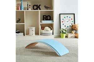 Montessorikid® Balance Board mit Fingerschutz "WIGGO+" / Fingersicheres Wackelbrett mit Fingerschutz und angeklebtem Filz in 4 Farben ohne Lackierung (Himmelblau)