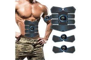 HENESE Elettrostimolatore Addominali,Stimolatore Muscolare,Elettrostimolatore Muscolare,Elettrostimolatore per Un Allenamento a Tutto Corpo, 8 modalità e 19 Intensità