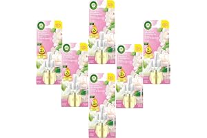 Air Wick Geurstekker navulling – geur: pionenros och jasminblomma – blommig-fruktig rumsdoft för eluttag – 6 x 19 ml doftolio