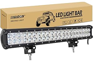 RIGIDON Driving Led Light Bar 20 inch 126W, 12V 24V for Car Off Road Truck SUV UTE ATV 4x4 Vehicle, Flood Spot Combo Beam, Waterproof Driving Work Lamp, 6000K White