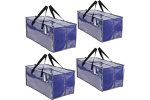 ZIZINET Moving Bags, Heavy Duty Moving Bags with Carrying Handles and Tag Pocket, Moving Supplies for Space Saving, for moving, Storage, Camping and Travel Waterproof Storage Bags (BL 4PCS)