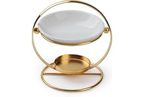 AUPOWER Essential Oil Burner, Wax Melt Essential Oil Burner Ceramic Oil Burners Assorted Wax Warmer Aromatherapy Home Decorative, Gold