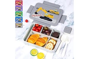 waziwe Brotdose Junge, Brotdose Bagger, Brotdose Kindergarten, Brotdose Kinder Mit Fächern, Bento Box Kinder, Brotdosen Set Schule, School Mood Brotdose, Gut Markiert Brotdose,Brotdose Mit Trennwand