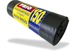 FRIO - 10 Large Black Sacks 150 Litres Large Bin Liners MAXI WEIGHT for Waste Bin, Recycling, with Ties, 80 x 120 cm, Multilayer, Heavy Duty