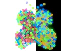 AIMEKE Świecące kamienie szlachetne dla dzieci, 400 szt., fluorescencyjne kamienie, mugole, świecące kamyki, do ogrodu, kolorowe diamenty, do pokoju dziecięcego, do dekoracji wazonów, akwarium
